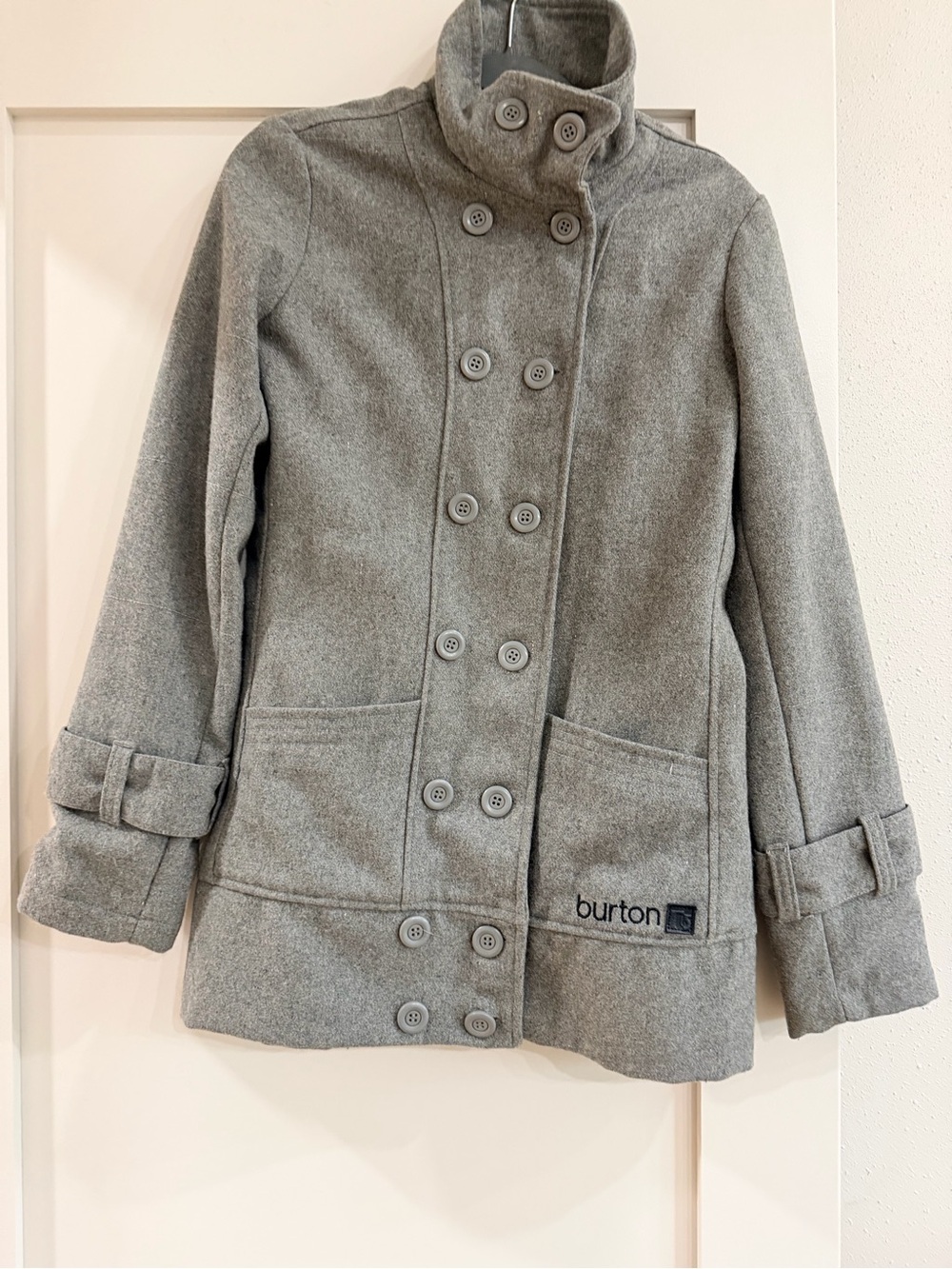 Burton Wool Light Gray Double-Breasted Pea Coat